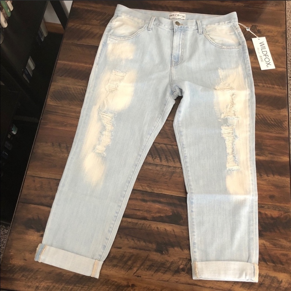 Wildfox “The Marissa” Slouchy Skinny Crop Jeans Distressed Boyfriend Size 29 NWT - Picture 5 of 10